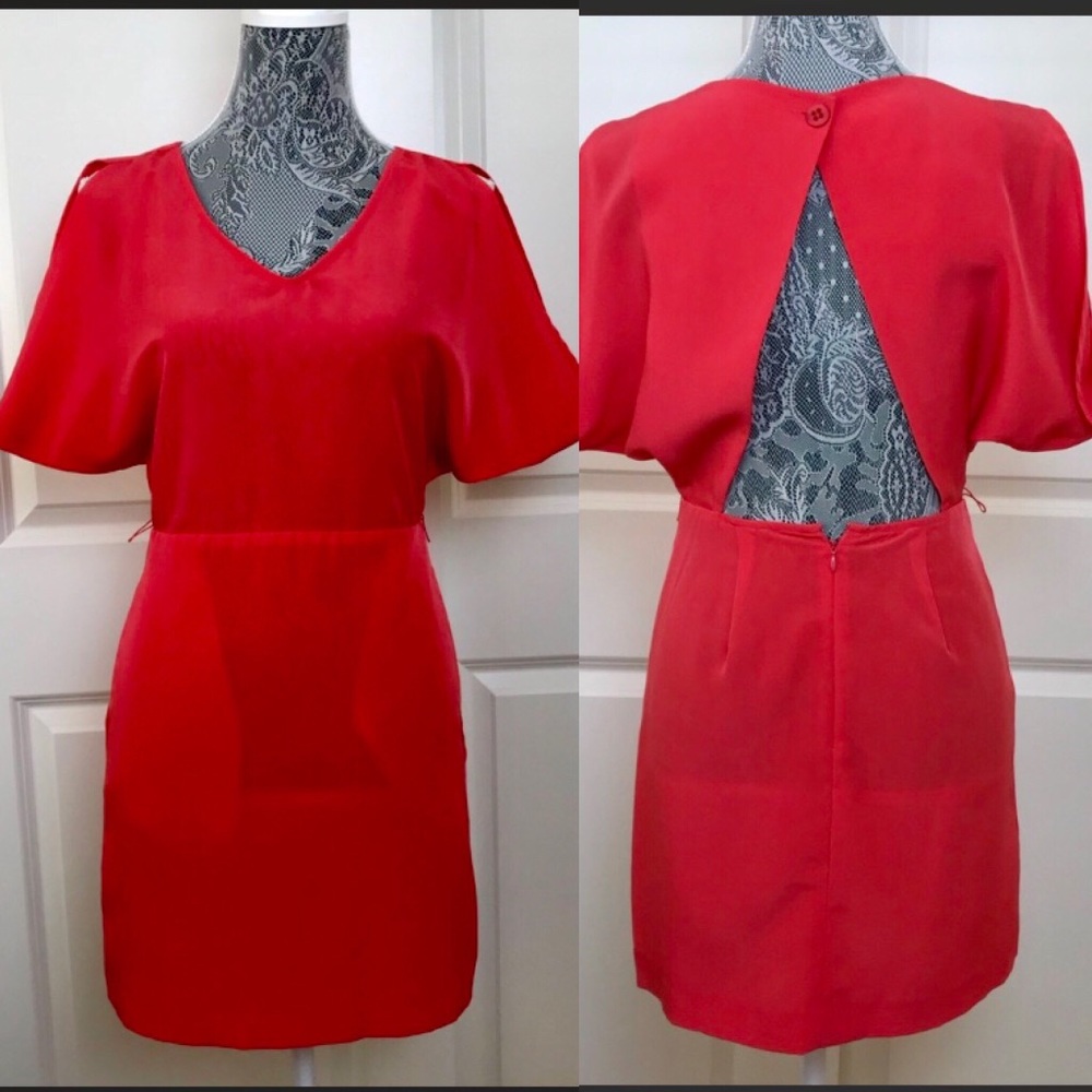 BCBGeneration Bright Coral Cut Out Dress Size 0